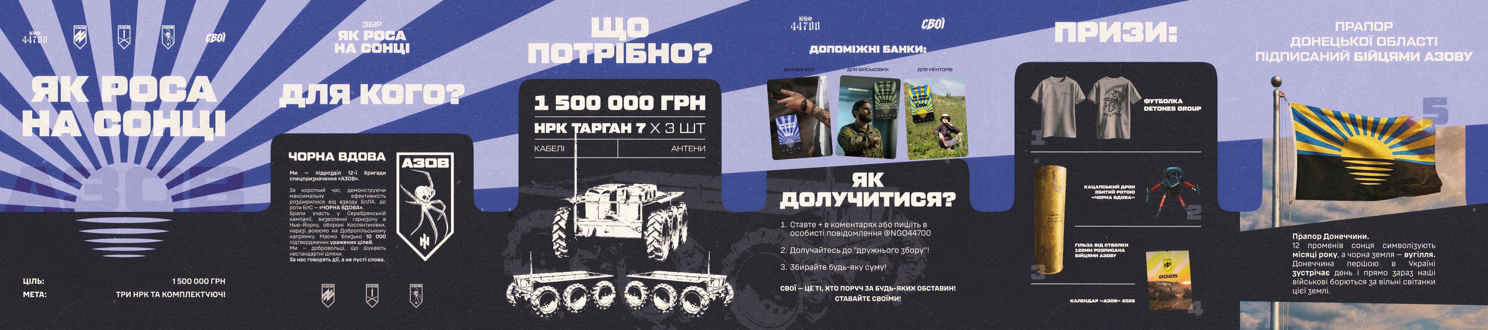 Карусель «Як роса на сонці» однією стрічкою, фіолетова версія для спільнот і бізнесу