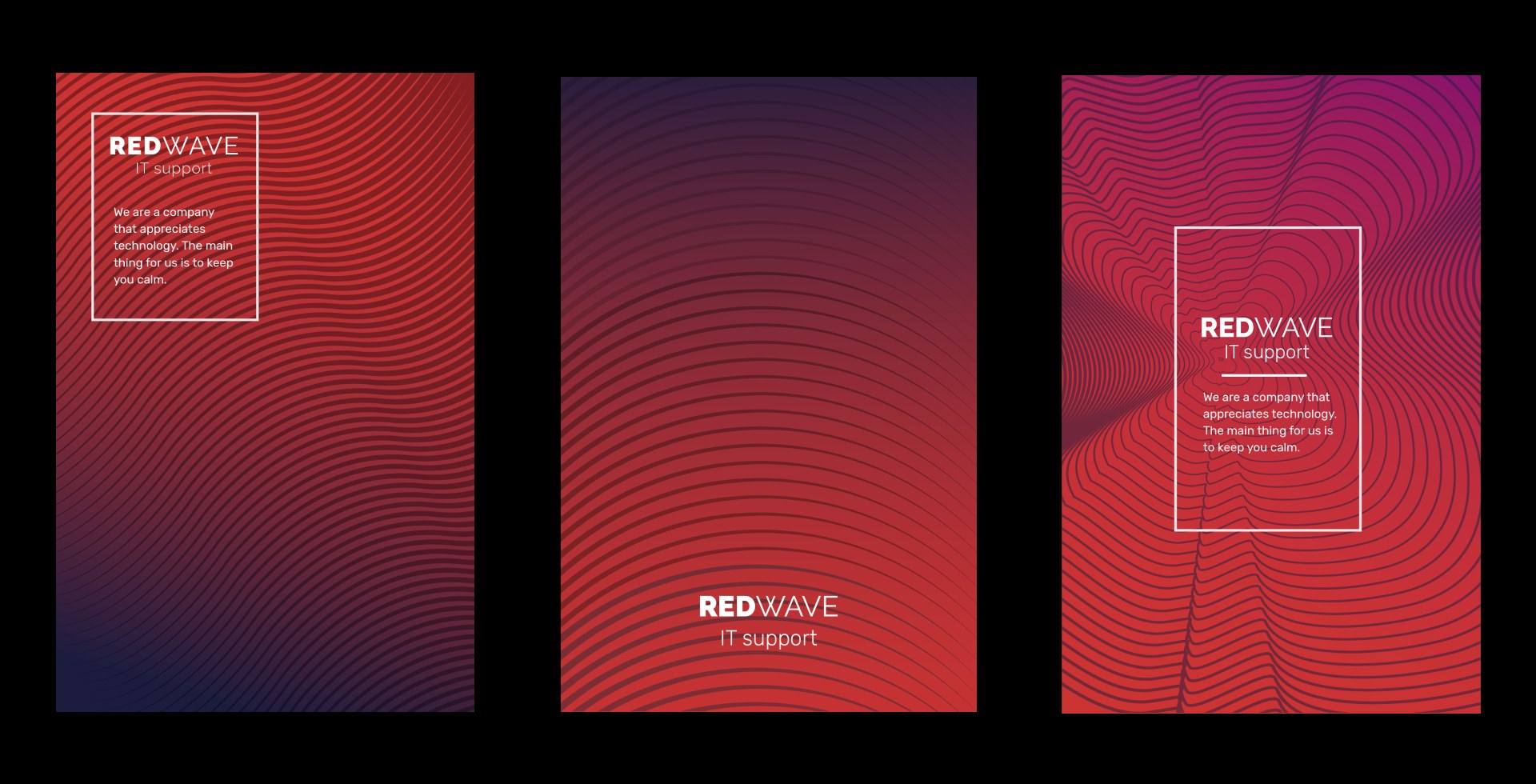Три постери Red Wave на градієнті з хвилею