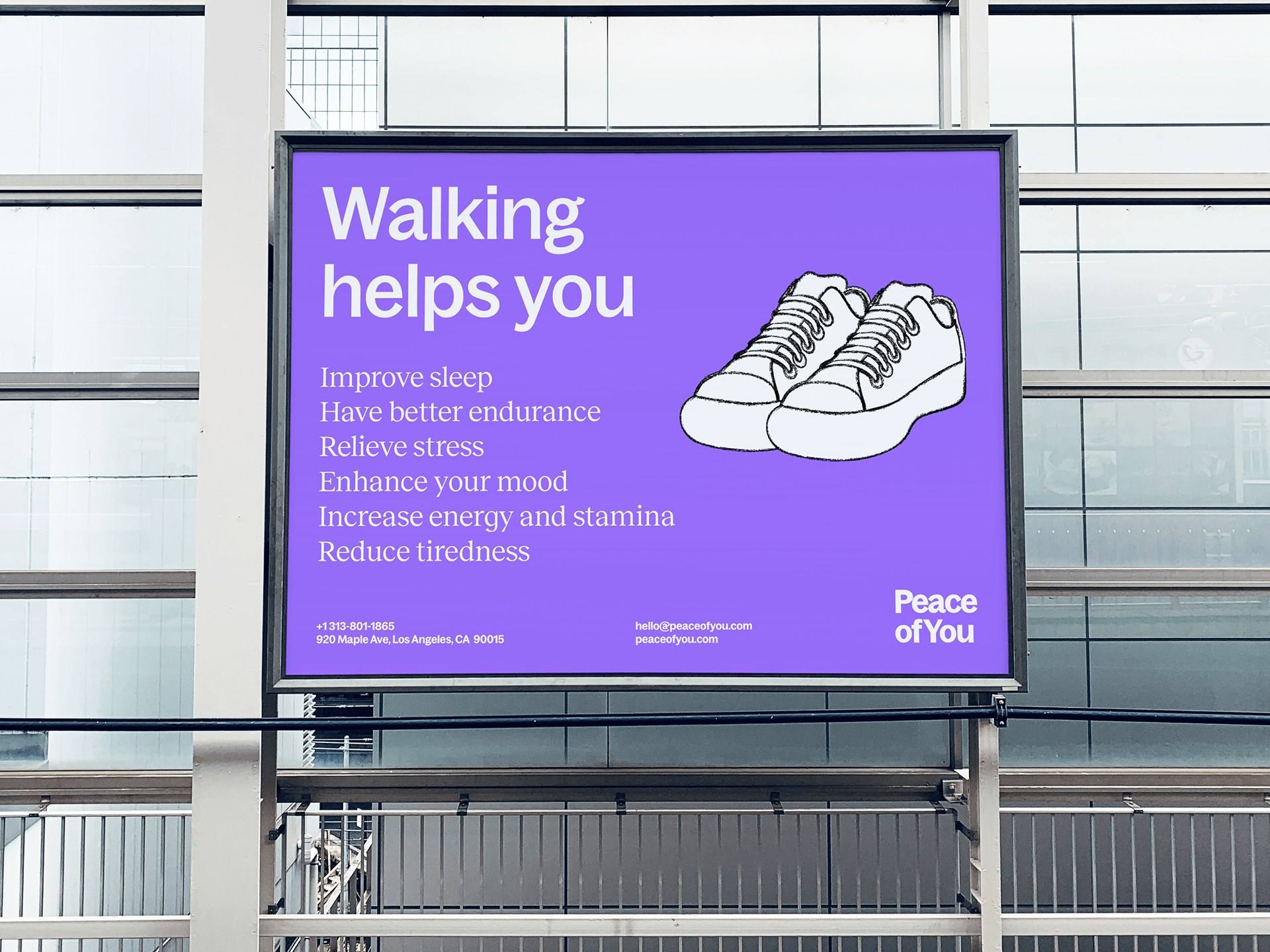 Сітілайт «Walking helps you» з кедами на фіолетовому