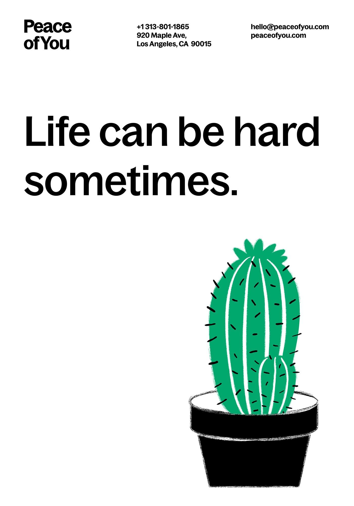 Постер «Life can be hard sometimes.» з кактусом