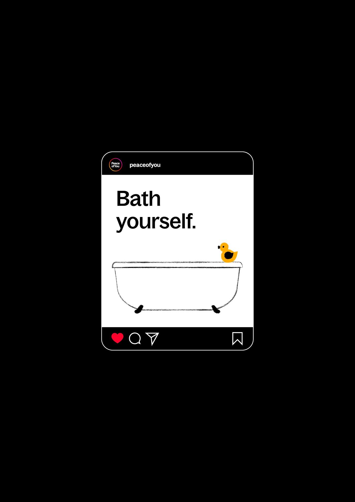 Пост «Bath yourself.» з ванною й гумовою качкою